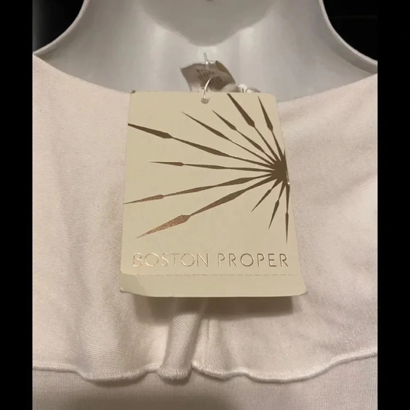 NWT Boston Proper Shirt Ruffle Front Cold Shoulder Off White - Picture 8 of 9